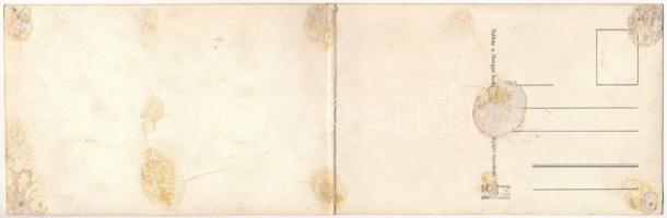 Budapest XXII. Budafok, Hangya budafoki borpincészetének faliképe. 2-részes kinyitható humoros panor...