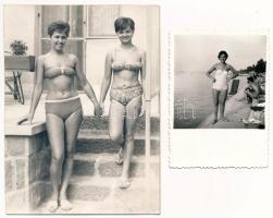 7 db MODERN magyar fürdőzők képeslap + 33 db fürdőzők fotó / 7 modern Hungarian spa and bath, bather...