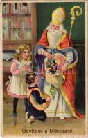 Üdvözlet a Mikulástól! / Saint Nicholas greeting. litho (EK)