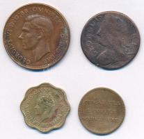 Vegyes: Ausztrália 1943. 1p bronz "VI. György" + Ceylon 1944. 10c Ni-sárgaréz "VI. György" + Nagy-Britannia 1740-1754. 1/2p bronz "II. György" + Newcastle ~1900. "Thomas Pattinson Grocer" kétoldalas sárgaréz zseton (21mm) T:XF-VG Mixed: Australia 1943. 1 Penny bronze "George VI" + Ceylon 1944. 10 Cents Ni-brass "George VI" + United Kingdom 1740-1754. 1/2 Penny bronze "George II" + Newcastle ~1900. "Thomas Pattinson Grocer" double-sided brass token (21mm) C:XF-VG