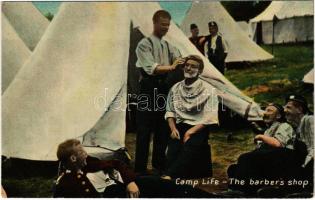 Camp Life, the barber's shop. Made in Great Britain / Angol tábori borbély