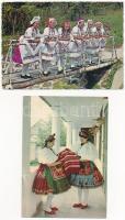 23 db MODERN magyar népviseletes képeslap / 23 modern Hungarian folklore motive postcards