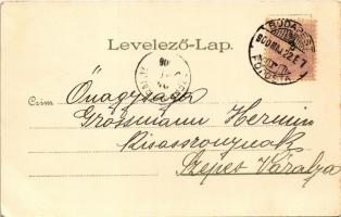 1900 Budapest XIV. Iparcsarnok és korzó, Ezredéves Országos Kiállítás. Art Nouveau, litho s: Morelli...