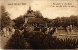 1923 Félix-fürdő, Baile Felix; Park és hőforrás, fodrász / Partea parcului cu izvorul cald / park, spring, hairdresser (Rb)