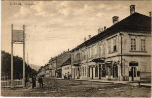 Orsova, Dunasor, Weber János üzlete, zálogház, könyvnyomda. Hutterer G. kiadása / shops, street view