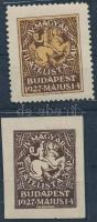 1927 IV. Magyar filatelista nap 2 klf levélzáró