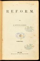 B. Eötvös József: Reform. Pest, 1868, Ráth Mór. Félvászon kötés, kopottas állapotban.