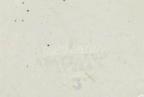 Apátfalva népi kerámiatányér, "Eszter." felirattal, virág motívummal, jelzett, kopott, d: ...