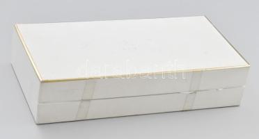 Hollóházi bonbonier és ékszertartó tálka, ritka mintával díszítve, jelzéssel, hibátlan, dobozában, h...