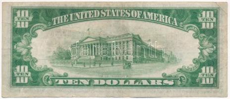 Amerikai Egyesült Államok 1934A 10$ "A98877450A" "Silver Certificate - kisméretű sárg...