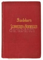 Karl Baedeker: Schweden und Norwegen nebst den wichtigsten Reiserouten durch Danemark. Handbuch für Reisende von - -. Leipzig, 1903, Karl Baedeker. Német nyelven. Térképekkel illusztrált. Kiadói egészvászon-kötés, kopott borítóval, az elején a kihajtható térkép szakadt, a végén a kihajtható térkép hiányos, sérült, javított.