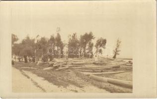 1913 Máramarossziget-Szarvaszó, Sighetu Marmatiei-Sarasau; országút Sziget mellett a júliusi árvíz után / road after the flood. photo (fl)