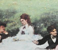 Nagy méretű aranyozott üvegezett fa keret Színyei Merse nyomattal 70x56 cm