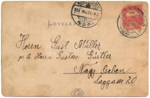 1904 Segesvár, Schässburg, Sighisoara; látkép. Szecessziós címeres litho keret / general view (fl)