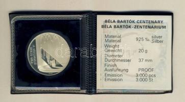 DN "Bartók Béla" Ag emlékérem 20g T:PP Csak 3000db! Eredeti ÁPV tokban!
