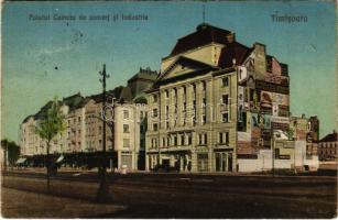 1926 Temesvár, Timisoara; Kereskedelmi és iparkamarai palota, hirdetések a falon (Atheneum, Wilhelm, Treml, Dura). Galambos kiadása 1926. Nr. 40. / Chamber of Commerce and Industry, advertising posters on the wall (EK)
