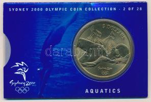 Ausztrália 2000. 5D Al-bronz "Sydneyi Olimpia 2000 - Vízi sportok" karton díszlapon T:BU Australia 2000. 5 Dollars Al-Bronze "Sydney 2000 Olympics - Aquatics" on cardboard display sheet C:BU