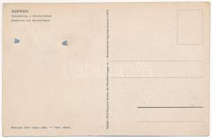 Sopron, Várostorony és Storno ház. Mikulecz Emil rajzai után. Első Soproni Gomb- és Fémdíszárugyár r...