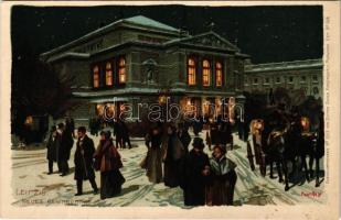 Leipzig, Neues Gewandhaus, Winter. Kuenstlerpostkarte No. 2013 von Ottmar Zieher litho s: Paul Hey