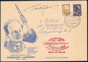 Jurij Alekszejevics Gagarin (1934-1968) szovjet űrhajós autográf aláírása alkalmi borítékon / Autograph signature of Yuriy Alekseyevich Gagarin (1934-1968) Soviet astronaut on special cover