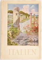Italien. Ente Nazionale Industrie Turistiche. Italienisches Staatsverkehrsamt. Rom,1929,ENIT. Színes képekkel (25 db) gazdagon illusztrált. Német nyelven. Kiadói papírkötés, a borítón kis szakadással, egészen kis folttal.