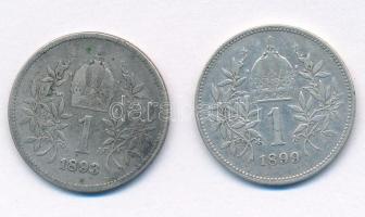Ausztria 1893-1899. 1K Ag "Ferenc József" (2xklf) T:F,VF kis patina Austria 1893-1899. 1Co...