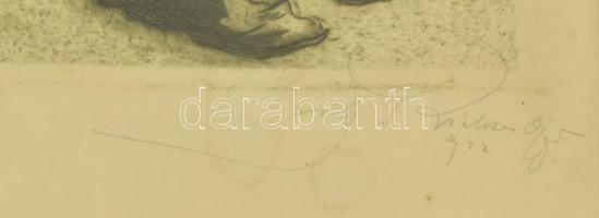 Ifj. Richter Aladár (1898-1950): Koldus. Rézkarc, papír, jelzett, 28x23 cm Üvegezett keretben