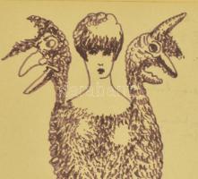 Schéner Mihály (1923-2009): Máj-pinkulum, csöcsői szem-száj. filctoll, papír. J.n. Diabolikon infern...