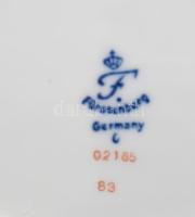 Fürstenberg ovális porcelán pralinékínáló szett, aranyozott, matricás virágmintával, jelzett, hibátl...