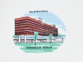 Hollóházi 5 darab klf kínálótálka, közte Bük gyógyfürdő, Annabella Szálló Balatonfüred mintákkal, je...