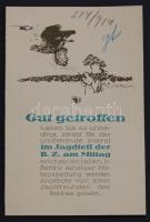 1914 Német vadászújság reklám-levelezőlapja, benne körmöcbányai hirdetmény a városi erdő vadászati jogának árveréséről / Commercial letter of a German hunter-magazine with the announcement of the Kremnitz council regarding the bidding for city-hunting rights