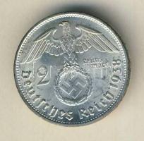 Német 3. Birodalom 1938D 2M Ag "Hindenburg" T:2+ apró ph