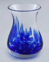 Kék teknőc mintás üveg váza. Hibátlan 12 cm