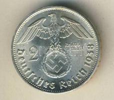 Német 3. Birodalom 1938B 2M Ag "Hindenburg" T:2+ apró ph