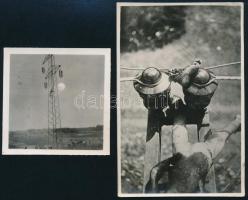 cca 1940-1950 Áramütés baleset, 2 db fénykép halottal, egyik felületén törésnyomok, 6×6 és 11×6,5 cm
