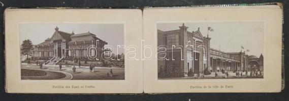 1878 Párizsi világkiállítás 10 db lithoképet tartalmazó kihajtható képes füzet (lapok és borító elvá...
