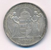 1939. 5P Ag "Horthy balra" T:AU patina Adamo P8.2