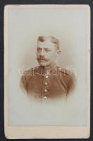 cca 1890 Magyar katona keményhátú fotó / k.u.k. soldier cabinet photo 11x17 cm