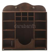 Antik konyhai fűszertartó szekrény magyar feliratos fajansz fiókokkal. Komplett! 8 nagy. 6 kis fiók,...