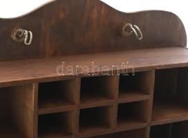 Antik konyhai fűszertartó szekrény magyar feliratos fajansz fiókokkal. Komplett! 8 nagy. 6 kis fiók,...