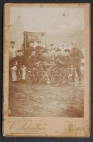 cca 1890 Német katonák kártyáznak keményhátú fotó / German soldiers playing cards vintage photo (Bitsch) 11x17 cm
