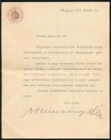 1941 Szlachányi Béla, a Kir. Országos Gyűjtőfogház igazgatójának gépelt kondoleáló levele, ismeretlen személy részére, autográf aláírással, fejléces papíron, Bp., 1941. jan. 16.