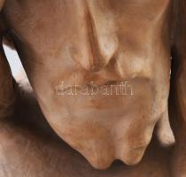 Vass Viktor (1873-1955): Krisztus fej. Mázas fajansz. Jelzett. Hátoldalt kis sérüléssel 34 cm