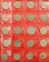 Díszes műbőr érmeberakó, berakólapokkal, benne 170db érmével több különböző országból