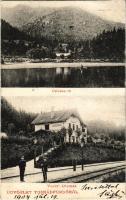 1904 Tusnádfürdő, Baile Tusnad; Csukás tó, vasútállomás. Dragomán S. I. cég kiadása / railway station, Lacul Ciucas (lake)