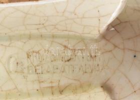 Bélapátfalvai virág mintás kulacs, kézzel festett, jelzett, kopott, m: 19 cm