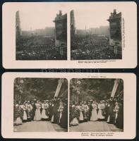 cca 1910 7 db sztereófotó Lengyelországból, 8,5×18 cm