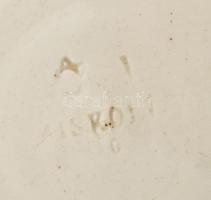 Miskolci antik falitál, virágmintával díszített, jelzéssel, kopással, d: 22 cm