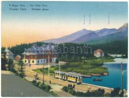 Tátra, Magas-Tátra, Vysoké Tatry; Strbské pleso / Csorba-tó és villamos / lake and tram (18,2 x 13,8 cm) (non PC) (EK)