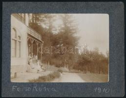 1910 Felsőróna (Erdély), Máramaros üdülő, fotó eredeti paszpartujában, feliratozva, szép állapotban, 12×16,5 cm